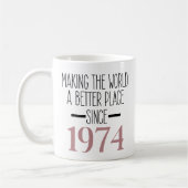 1974 Verjaardag 50e jaar oude geschenken Vrouwen M Koffiemok (Links)