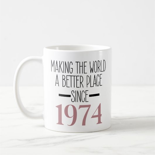 1974 Verjaardag 50e jaar oude geschenken Vrouwen M Koffiemok (Links)