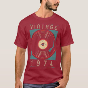 1974 Vinyl Retro Platenspeler Verjaardag DJ T-shirt