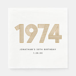 1974 Wit Zwart Goud 50e verjaardag Servet