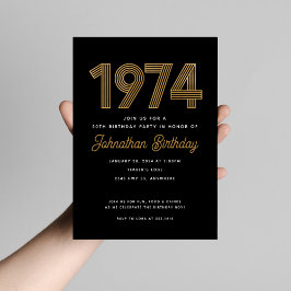 1974 Wit Zwart Goud 50e Verjaardag Uitnodiging