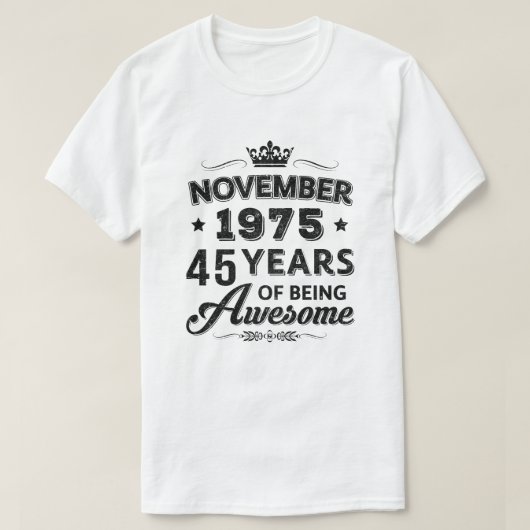  1975 45e verjaardag van de komst van gift Awe T-shirt (Design voorkant)