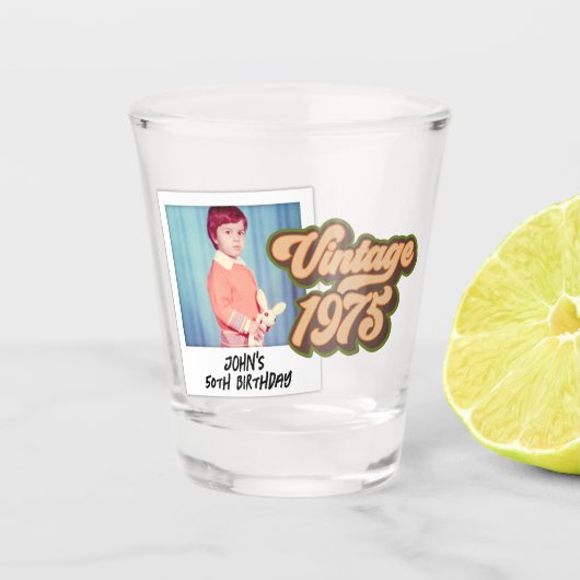  1975 50ste verjaardag foto shot glas (Voorkant)
