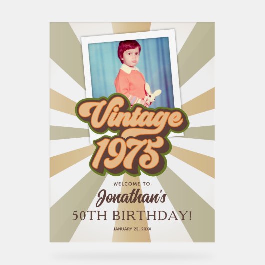  1975 50ste verjaardag Foto Welkom Acryl Bord (Voorkant)