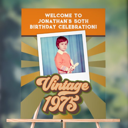  1975 50ste verjaardag Foto Welkom Acryl Bord (Neutraal)