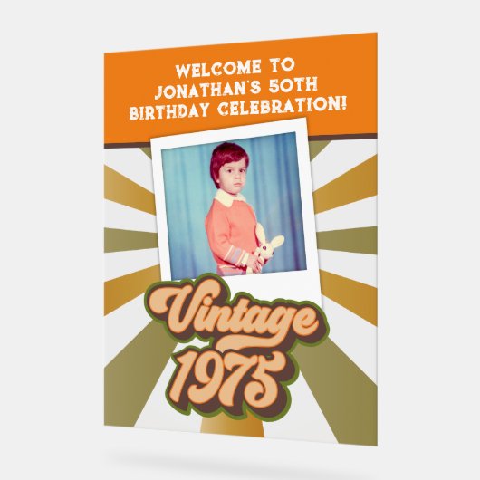  1975 50ste verjaardag Foto Welkom Acryl Bord (Hoek)