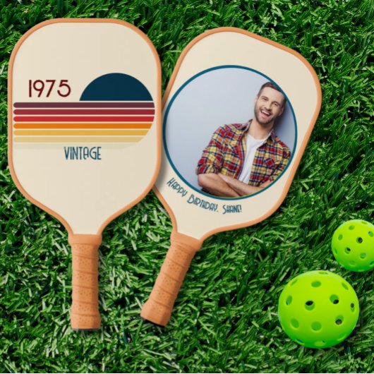 1975 50ste verjaardag Retro Stripe Custom Photo Pickleball Paddle
