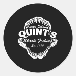 1975 Amity Island Quint's Shark Vissen Clic Retro Ronde Sticker