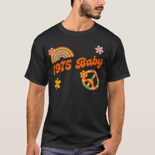 1975 Baby Retro Bloemen Vredesbord Groovy Hippie C T-shirt