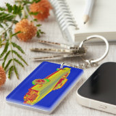 1975 Cádillac Eldorado Converteerbare Pop Art Sleutelhanger (Voorkant Rechts)