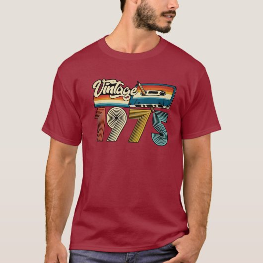  1975 Cassettebandje Retro 70s T-shirt (Voorkant)