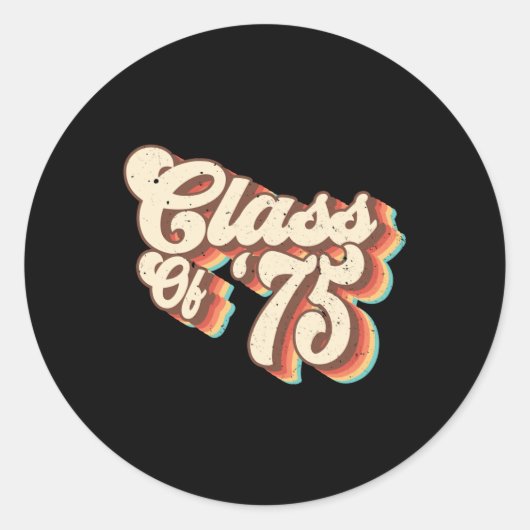 1975 CL reünie retro CL van 75 middelbare school a Ronde Sticker (Voorkant)