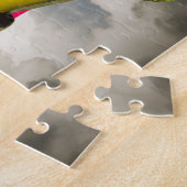 1975 Corvette strandstraal met Amerikaanse vlag Legpuzzel (Zijkant)