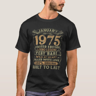  1975 jaar oud januari 1975 47e verjaardag t-shirt