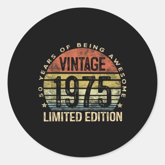  1975 Limited Edition 50-jaar-oude geschenken 50t Ronde Sticker (Voorkant)