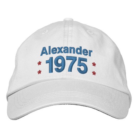 1975 of elk jaar 40e verjaardag A8P WIT en BLAUW Pet (Voorkant)