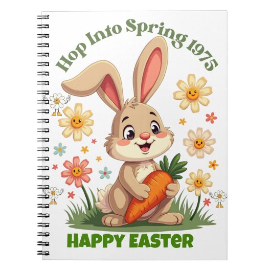 1975 Retro Spring Bunny Notitieboek (Voorkant)