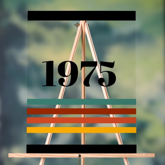 1975 Retro Stripe  Acryl Bord (Neutraal)