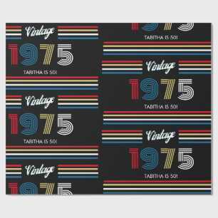 1975  Retro Stripe Primaire Kleuren Cadeaupapier