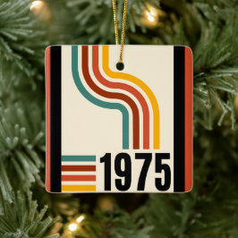 1975 Retro Stripe Rainbow Vintage Poster Keramisch Ornament