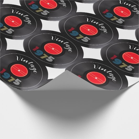  1975 Retro Stripe Record 50e verjaardag Cadeaupapier (Hoek)