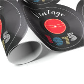 1975 Retro Stripe Record 50e verjaardag Cadeaupapier (Rol Hoek)