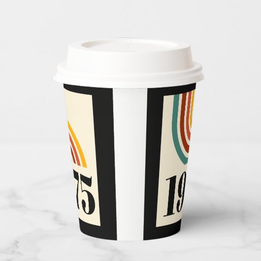 1975  Retro Stripe Regenboog Papieren Bekers (Links)