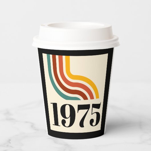 1975 Retro Stripe Regenboog Papieren Bekers (Achterkant)