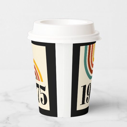 1975 Retro Stripe Regenboog Papieren Bekers (Rechts)