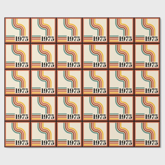 1975 Retro Stripe  Sinaasappel Cadeaupapier (Vlak)