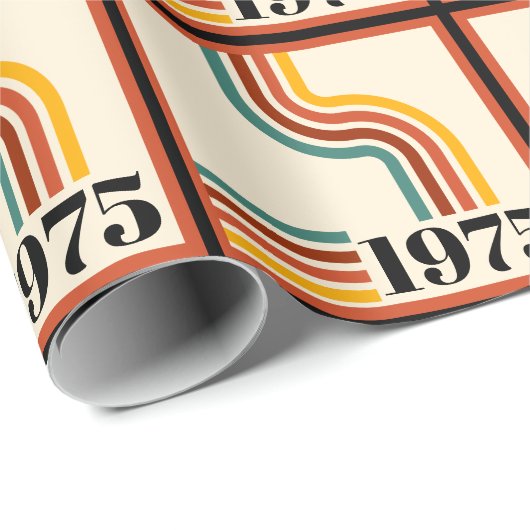 1975 Retro Stripe  Sinaasappel Cadeaupapier (Rol Hoek)
