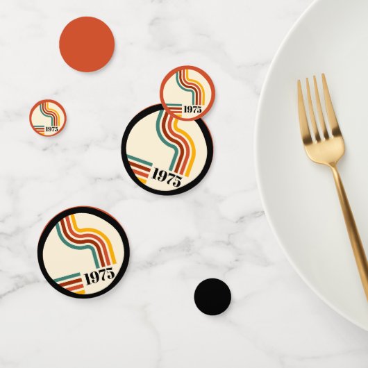 1975 Retro Stripe Sinaasappel Confetti (Groep)