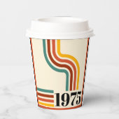 1975 Retro Stripe  Sinaasappel Papieren Bekers (Achterkant)