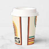 1975 Retro Stripe  Sinaasappel Papieren Bekers (Rechts)