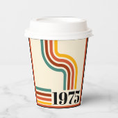 1975 Retro Stripe  Sinaasappel Papieren Bekers (Voorkant)