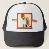 1975 Retro Stripe  Sinaasappel Trucker Pet (Voorkant)