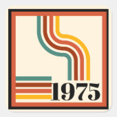 1975 Retro Stripe  Sinaasappel Vierkante Sticker (Voorkant)