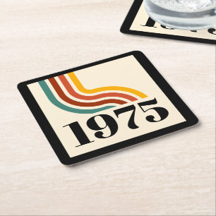 1975 Retro Stripe Vintage Poster Kartonnen Onderzetters