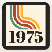 1975 Retro Stripe Vintage Poster Kartonnen Onderzetters (Voorkant)