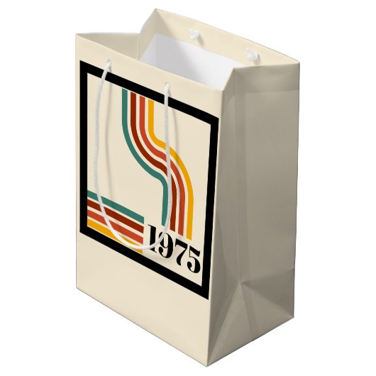 1975 Retro Stripe Vintage Poster Medium Cadeauzakje (Achterkant Gekanteld)