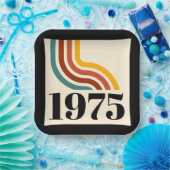 1975 Retro Stripe Vintage Poster Papieren Bordje (Feest)