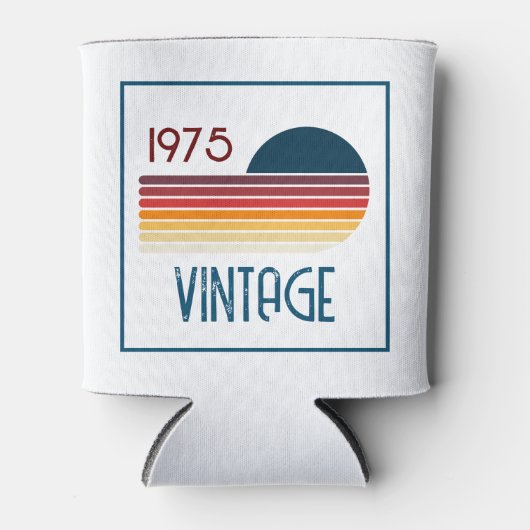  1975 Retro Stripe Zon 50e Verjaardag Blikjeskoeler (Voorkant)