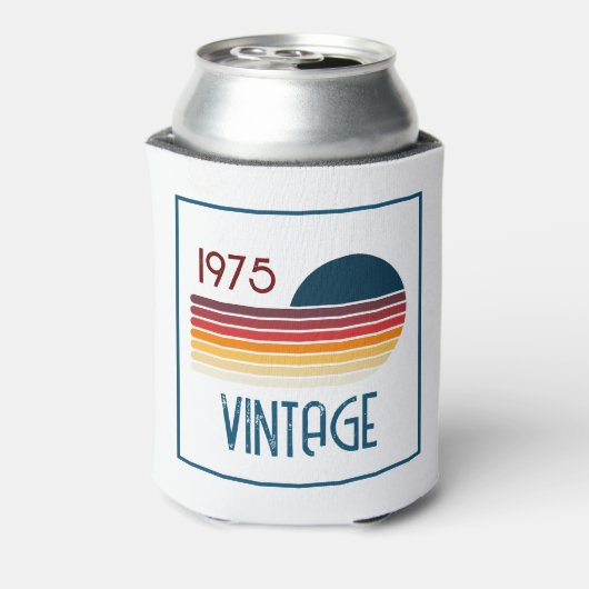  1975 Retro Stripe Zon 50e Verjaardag Blikjeskoeler (Blikje Achterkant)