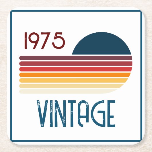  1975 Retro Stripe Zon 50e Verjaardag Kartonnen Onderzetters (Voorkant)