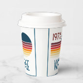 1975 Retro Stripe Zon 50e Verjaardag Papieren Bekers (Rechts)