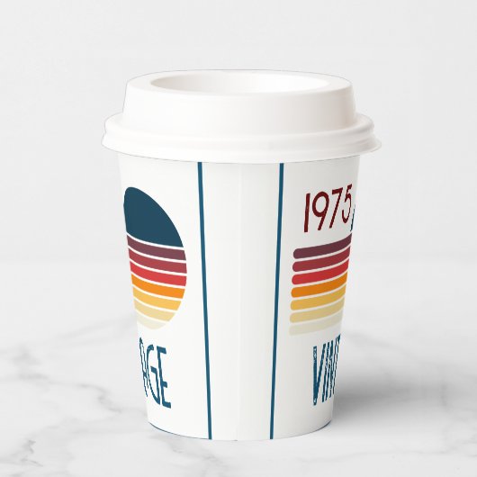 1975 Retro Stripe Zon 50e Verjaardag Papieren Bekers (Rechts)