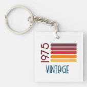  1975 Retro Stripe Zon 50e Verjaardag Sleutelhanger (voorkant)