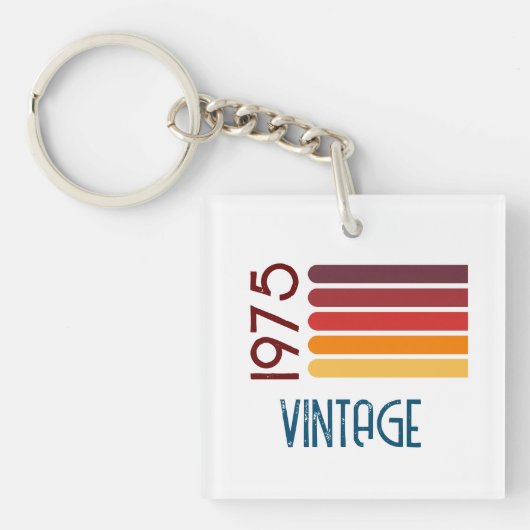 1975 Retro Stripe Zon 50e Verjaardag Sleutelhanger (voorkant)