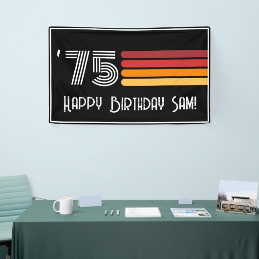  1975 Retro Stripe Zon 50e Verjaardag Spandoek (Beurs)