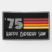  1975 Retro Stripe Zon 50e Verjaardag Spandoek (Horizontaal)